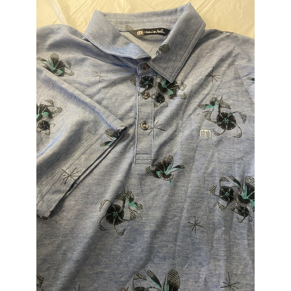 Men's Travis Mathew Pima Cotton Tropical Blue Golf/Active Wear Polo Shirt-Size L